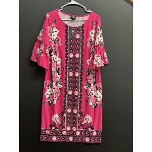 JM collection sz M Shift Dress Floral Stretch NWT